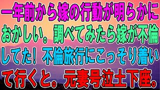 【修羅場】一年前から嫁の行動が明らかにおかしい. 調べてみたら嫁が不倫してた ! 不倫旅行にこっそり着いて行くと. 元妻号泣土下座.   【スカッと】【感動】【2ch】【感動する話】【スカッとする話】