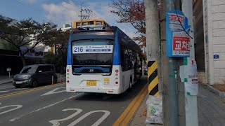 [포항 시내전기버스] 포항 216번 일렉시티2 전기버스 (중앙상가 _ 장성초등학교) 방면 주행영상