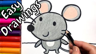 How to Draw Cute Mouse | Easy Drawings