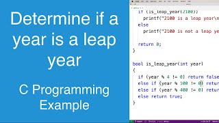 Determine if a year is a leap year | C Programming Example