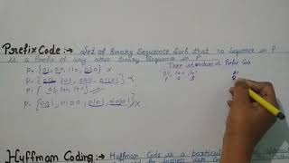 Prefix code, Huffman coding, lempel ziv coding