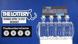 Midday Numbers Game Drawing: Sunday, April 18, 2021