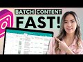 How to BATCH Instagram content FAST (1 month of content in 1 day) PLAN, CREATE, and SCHEDULE content