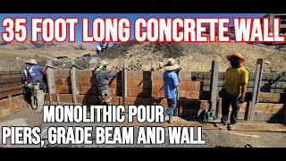 How To Form 4 Foot Concrete Retaining Wall W/ Piers \u0026 Grade Beam