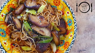 Shiitake recept. Houby Shiitake s nudlemi.