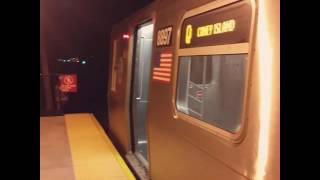 R160 #8897 leaving Neck Road (w/ old Coney Island bound [Q] Train announcement)