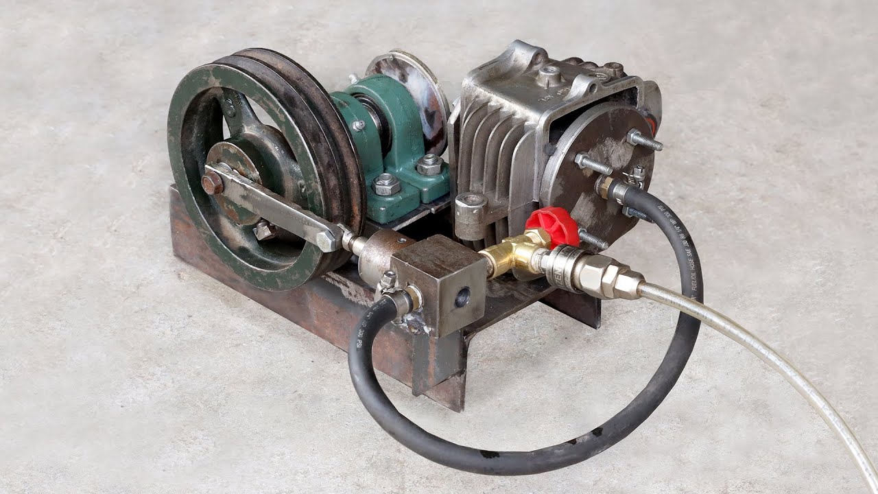 Making A Simple Compressed Air Engine Using Air Compressor - DIY ...