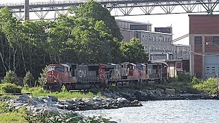 CN#407 5719 2231 5750 5705 \u0026 46 cars leave Dartmouth Yards 28 June 2014