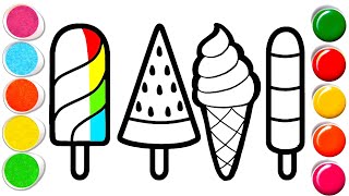 Ice cream drawing, painting & Coloring for kids and toddlers - drawing for kids