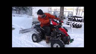 DIY SNOW PLOW for ATV. Gas springs makes  the difference. Mönkijän lumiaura kaasujousilla