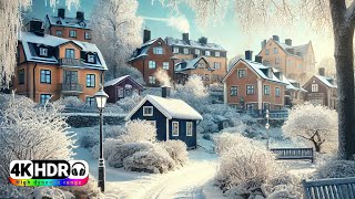 Snow Walk in a Swedish Neighborhood at -10°C: A Snowy Adventure in 4K HDR