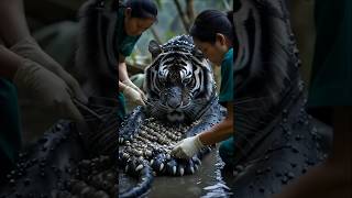 Tiger Covered in Barnacles—Unbelievable Rescue #shortfeed #shorts #tiger #animalrescue #usa