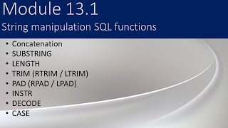 13.1 - String manipulation SQL functions