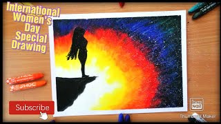 International Women's Day Special Oil pastel Drawing|Easy Oil Pastels Drawing For Kids Step by step