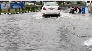 বৃষ্টিতে সমুদ্র শাহজালাল বিমানবন্দর, গর্তে পড়ে মোটরসাইকেল চালকের আহাজারি|Shahajalal airport|