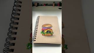 Redrawing the burger from my first vid 🍔 #art #artist #artistic #coloredpencils #draw #fypシ #food