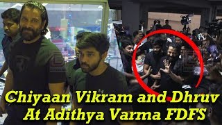 Dhruv Vikram And Chiyaan Vikram at Adithya Varma FDFS at Kasi theatre