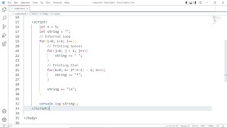 How to Make a Reversed Pyramid Star Pattern in Javascript | Problem Solving | Learn with Sazzad