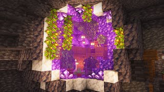 Minecraft | How to Build an Amethyst Geode House / Underground Cave Base | Aesthetic Tutorial