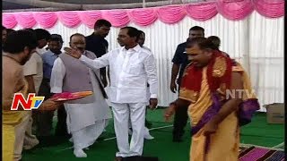 Telangana CM KCR Laying Foundation Stone for Reddy Hostel in Budvel Rajendranagar || NTV