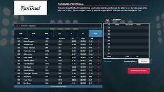 Daily Fantasy Sports Rankings' Lineup Construction Tool
