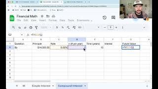 Simple and Compound Interest PV, FV and EXP Formulas in Google Sheets