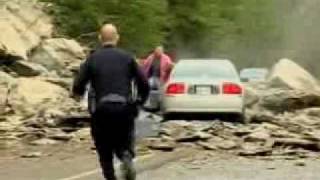 Man drives into a rockslide