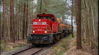 DB Cargo 6454 with boiler train trough the forest in Delden!!!