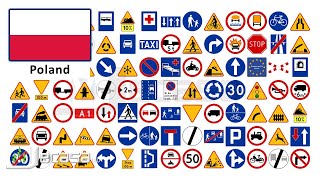 Traffic-Road Signs in Poland (Warsaw, Kraków, Łódź, Wrocław, Poznań) | English Vocabulary