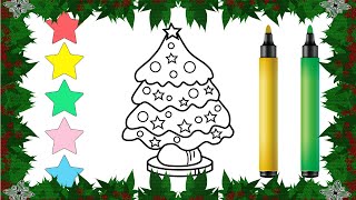 How to draw a Christmas tree Coloringকিভাবে একটি ক্রিসমাস ট্রি আঁকতে #রঙ