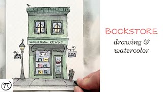 Whimsical Watercolor Bookstore