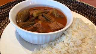 Bamya (Okra stew) and White Rice recipe