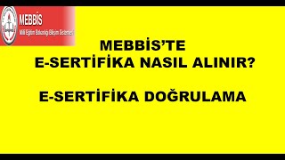 Mebbis e sertifika nasıl alınır -Eba Sertifika Nasıl Alınır -Mebbis Sertifika Doğrulama