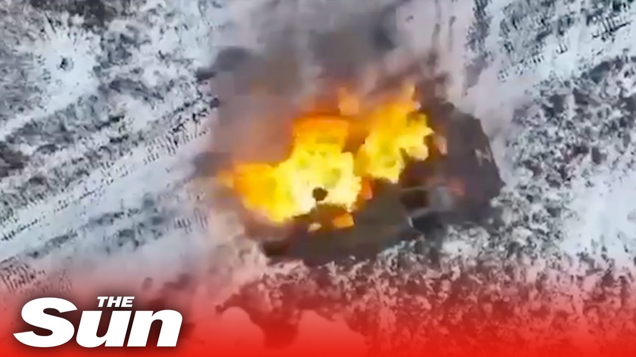 Russian Tank Explodes As Ukrainian Drone Drops Bomb Into Open Hatch ...