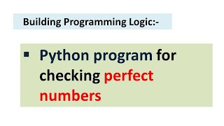 Python Program To Check Perfect Number | Python Programming Tutorial | Python Interview Questions