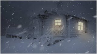 Snowstorm at a Frozen Wooden Hut┇Howling Wind & Blowing Snow┇Freezing Snowstorm