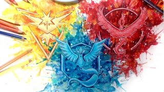 Pokemon Go Speed Drawing: Drawing Team Instinct , Valor \u0026 Mystic