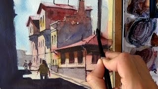 IMPRESSIONISTIC Watercolor Painting | Colorful Cityscape Demonstration