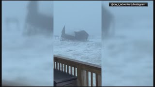 Caught on camera: house falls into ocean