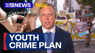Queensland premier announces youth crime plan amid rallies | 9 News Australia