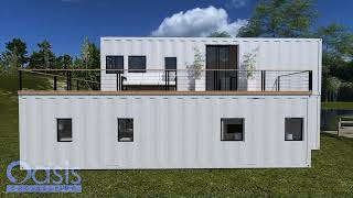 Innovative L-Shaped 4x40ft Container Home 3D Render | Courtyard, Office \u0026 Rooftop Patio Design