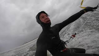 Extreme KITEBOARDING in gnarly winter conditions |  40-50 knots | Core XR 7