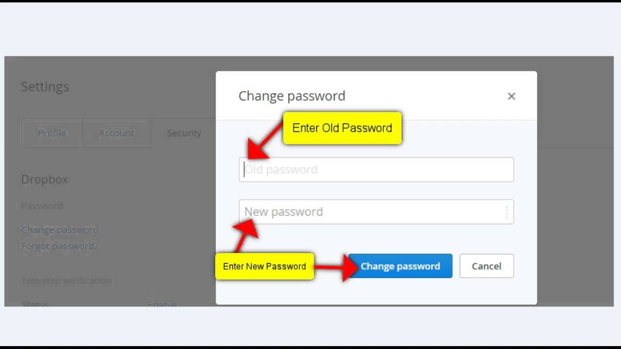 Change Password In Dropbox - YouTube