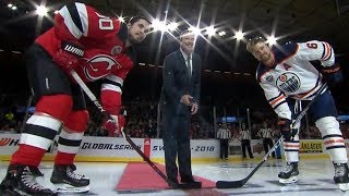 Devils great Martin Brodeur drops puck in Sweden