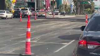 Road work on Las Vegas Strip causing lane closures and traffic delays