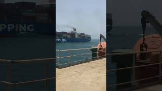 Cosco shipping container ship at karachi port Merchant navy seaman #viral #sea