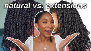 MINI TWIST with extensions VS. MINI TWIST on natural hair 🤔 @jaichanellie