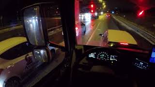 Relaxing Night Drive (No talking, no music) asmr - 2017 Volvo FM 410 + Drawbar Trailer, tandem.