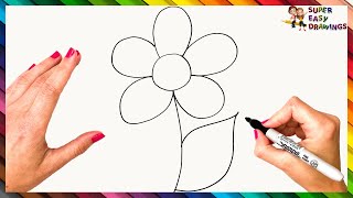 How To Draw A Flower Step By Step 🌼 Flower Drawing Easy