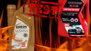 Eneos Sustina 0W50 vs. Extreme A.M.G. VR2 0W50 GTS 400°C oil cleanliness test